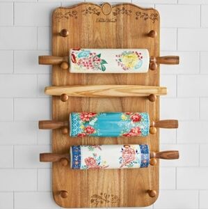❤️ New Pioneer Woman Acaicia Wood Rolling Pin Rack